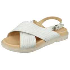 MJUS Damen Sandalen Ketta P07006-0201-6001 Weiß Bianco Leder Klassische Sandalen - Weiß