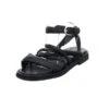 MJUS Damen Riemchensandalen Twwt Sandale Fußbett Bequem Freizeit Glattleder Uni Riemchensandalen - Schwarz -Mjus 24539034 01
