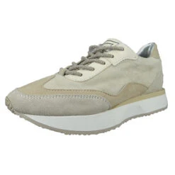 MJUS Damen Low Sneaker Fizz Low Top P49101-0201 Creme 0001 Capppucino Latte Leder Und Textil Sneakers Low - Beige