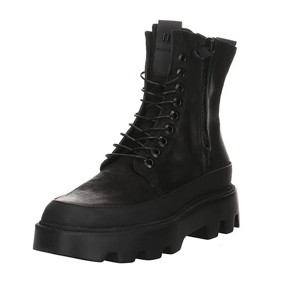 MJUS Damen Stiefeletten Schuhe Schnürstiefelette Elegant Freizeit Lederkombination Uni Schnürstiefeletten - Schwarz 3 MJUS Damen Stiefeletten Schuhe Schnürstiefelette Elegant Freizeit Lederkombination Uni Schnürstiefeletten - Schwarz