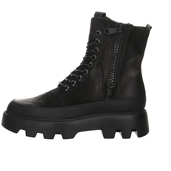 MJUS Damen Stiefeletten Schuhe Schnürstiefelette Elegant Freizeit Lederkombination Uni Schnürstiefeletten - Schwarz 4 MJUS Damen Stiefeletten Schuhe Schnürstiefelette Elegant Freizeit Lederkombination Uni Schnürstiefeletten - Schwarz – Bild 2