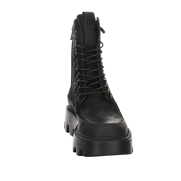MJUS Damen Stiefeletten Schuhe Schnürstiefelette Elegant Freizeit Lederkombination Uni Schnürstiefeletten - Schwarz 5 MJUS Damen Stiefeletten Schuhe Schnürstiefelette Elegant Freizeit Lederkombination Uni Schnürstiefeletten - Schwarz – Bild 3