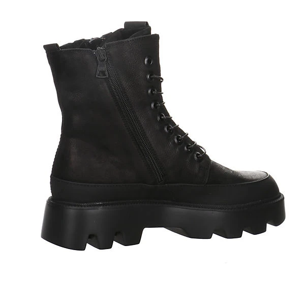 MJUS Damen Stiefeletten Schuhe Schnürstiefelette Elegant Freizeit Lederkombination Uni Schnürstiefeletten - Schwarz 7 MJUS Damen Stiefeletten Schuhe Schnürstiefelette Elegant Freizeit Lederkombination Uni Schnürstiefeletten - Schwarz – Bild 5