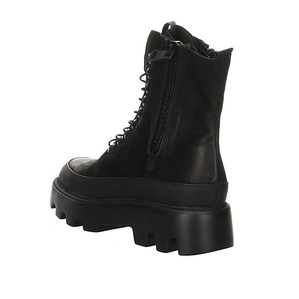 MJUS Damen Stiefeletten Schuhe Schnürstiefelette Elegant Freizeit Lederkombination Uni Schnürstiefeletten - Schwarz 9 MJUS Damen Stiefeletten Schuhe Schnürstiefelette Elegant Freizeit Lederkombination Uni Schnürstiefeletten - Schwarz – Bild 7