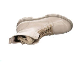 MJUS Damen Stiefeletten Schuhe Boots Elegant Freizeit Lackleder Uni Schnürstiefeletten - Beige -Mjus 26628641 09