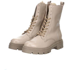 MJUS Damen Stiefeletten Schuhe Boots Elegant Freizeit Lackleder Uni Schnürstiefeletten - Beige -Mjus 26628641 10