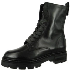 MJUS Damen Sportliche Stiefelette 8501 Beatrix M79245-0101 Schwarz 6002 Nero Leder Ankle Boots - Schwarz